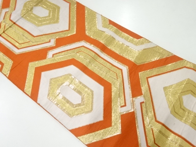 アンティーク　変わり重ね亀甲模様織出し袋帯（材料）